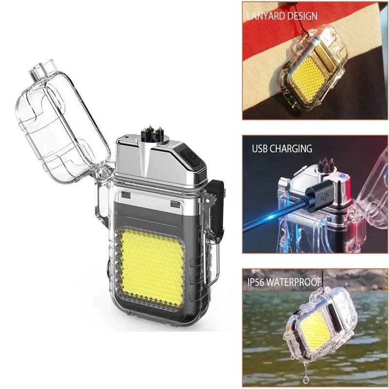 Briquet à Arc Rechargeable Multifonction avec Lampe de Poche et Porte-clés Compact