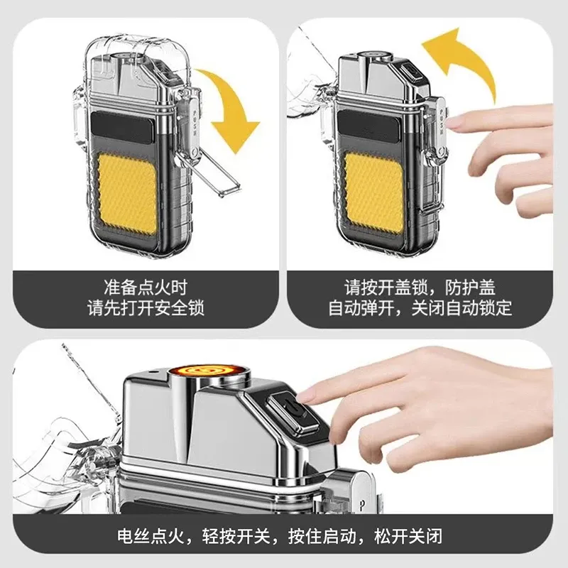 Briquet à Arc Rechargeable Multifonction avec Lampe de Poche et Porte-clés Compact 4