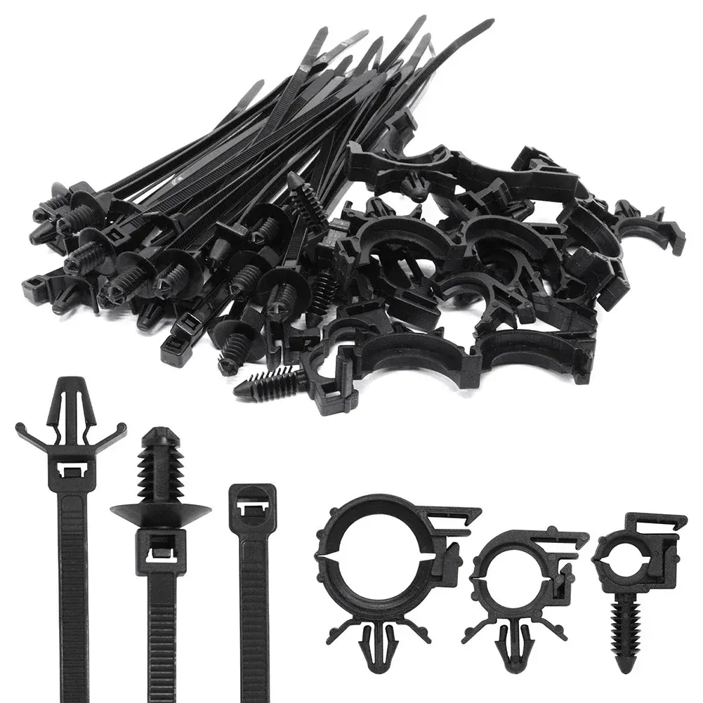 45 pièces universelles de clips de fixation pour faisceau de câbles automobile, attaches de câble à montage poussoir avec clips de routage de fils automobile, attaches à vis - Image 1