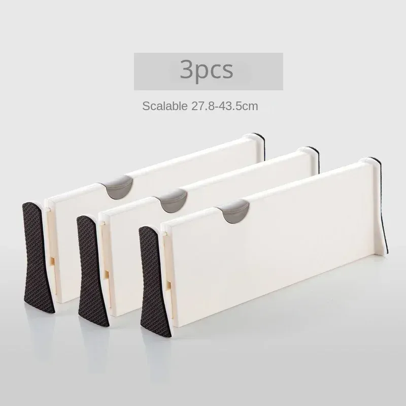 Organisateur de séparateurs de tiroirs, lot de 4, rangement réglable, cloison rétractable, organisateur de cuisine 9