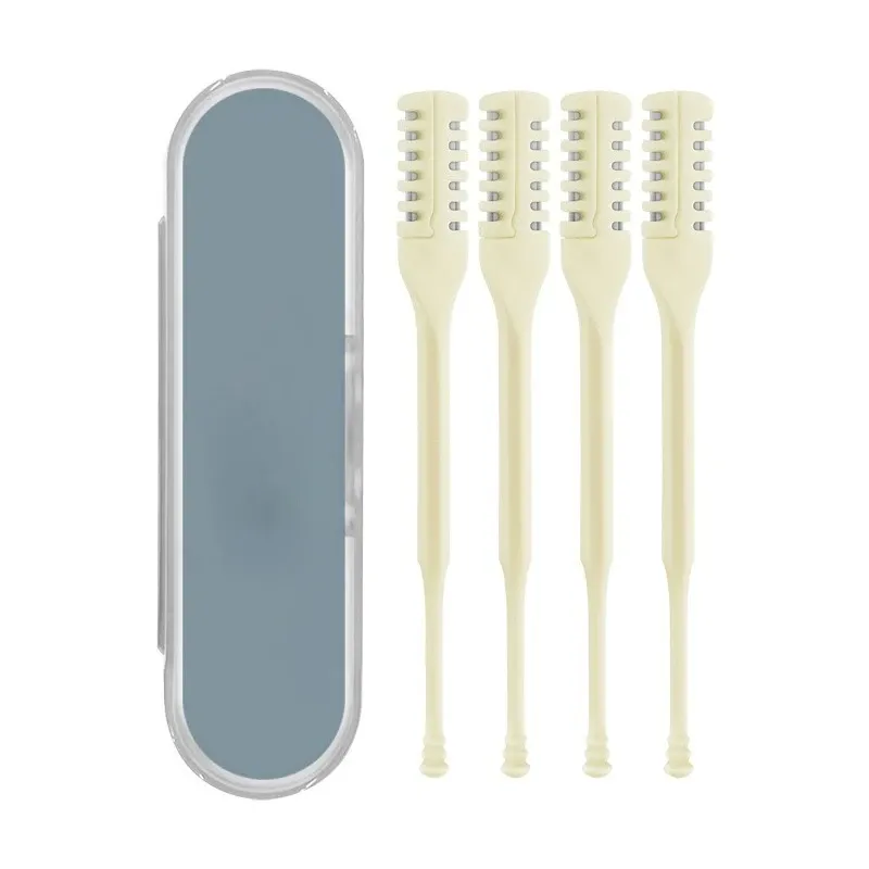 Tondeuse manuelle pour poils du nez à double lame, nettoyeur d'oreilles en spirale et rasoir rotatif en acier inoxydable 2