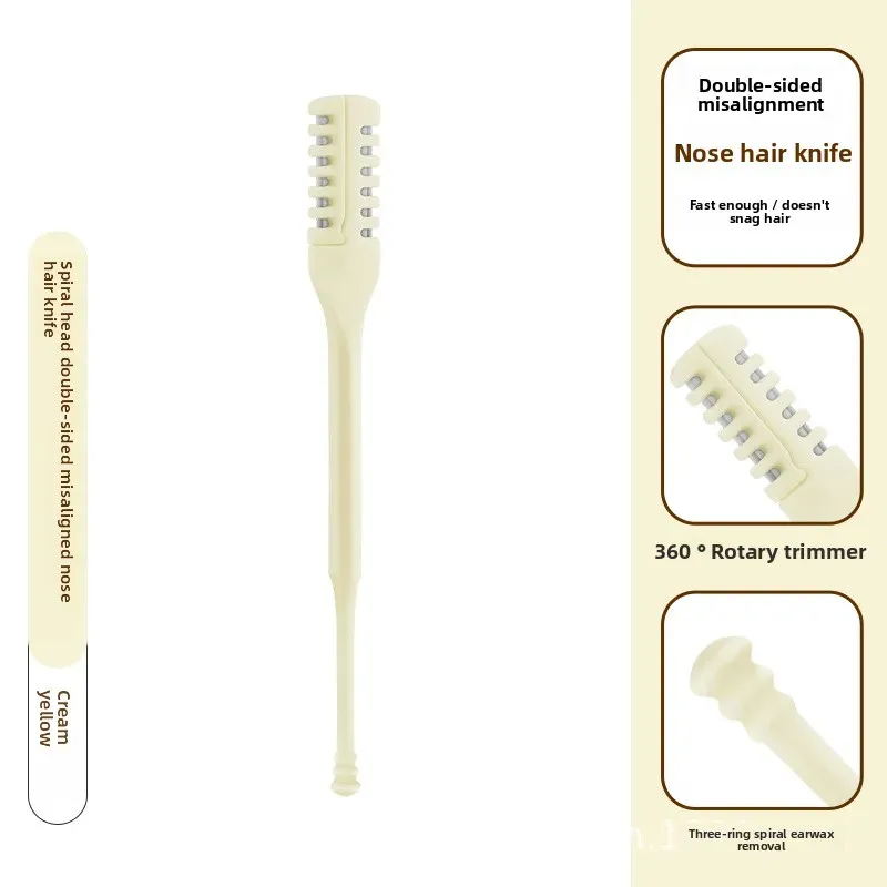 Tondeuse manuelle pour poils du nez à double lame, nettoyeur d'oreilles en spirale et rasoir rotatif en acier inoxydable 14