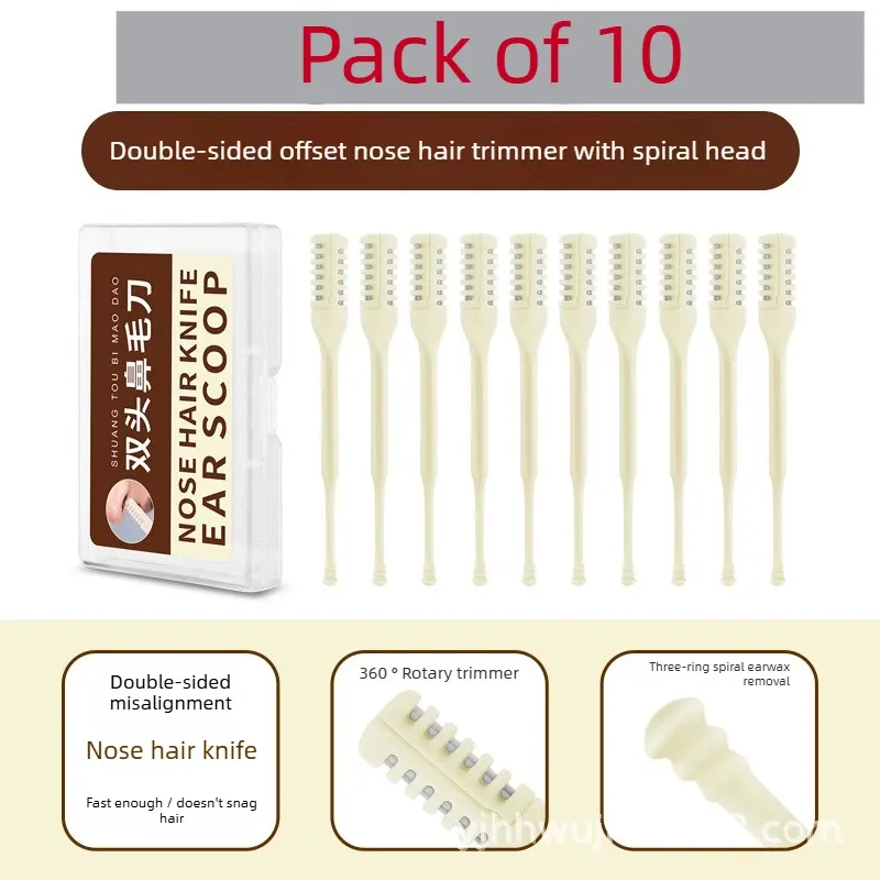 Tondeuse manuelle pour poils du nez à double lame, nettoyeur d'oreilles en spirale et rasoir rotatif en acier inoxydable 11