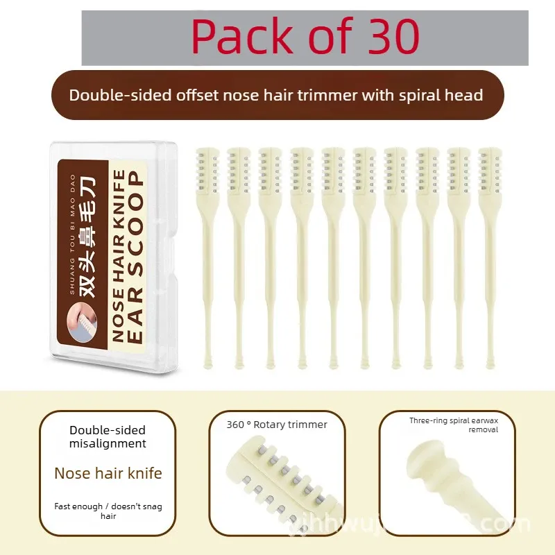 Tondeuse manuelle pour poils du nez à double lame, nettoyeur d'oreilles en spirale et rasoir rotatif en acier inoxydable 7