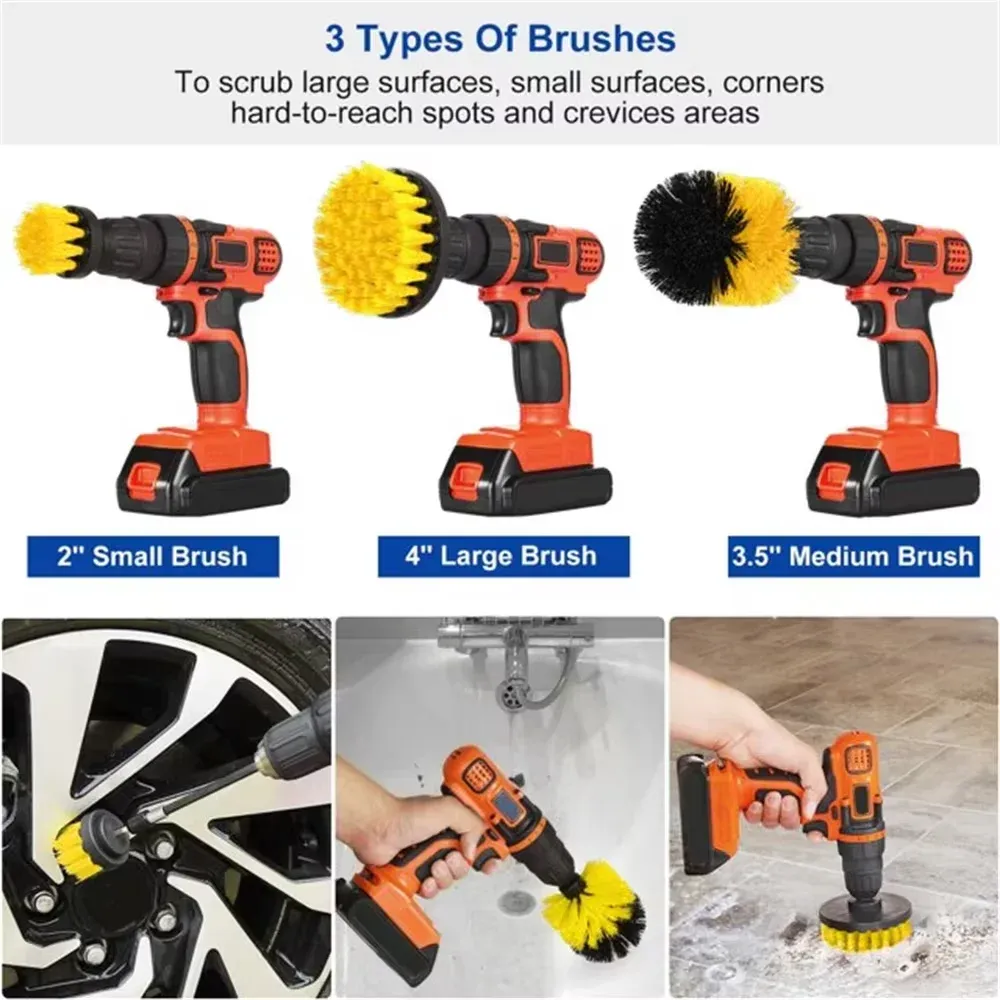 Ensemble de 3 brosses de récurage électriques, kit d'outils de nettoyage pour joints de carrelage, sols, baignoires, douches, salles de bains et cuisines 3