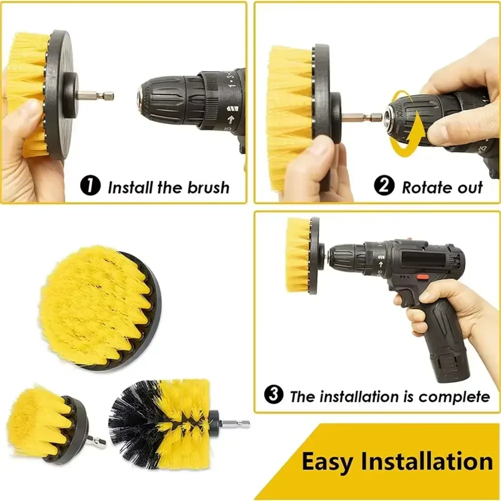Ensemble de 3 brosses de récurage électriques, kit d'outils de nettoyage pour joints de carrelage, sols, baignoires, douches, salles de bains et cuisines 6