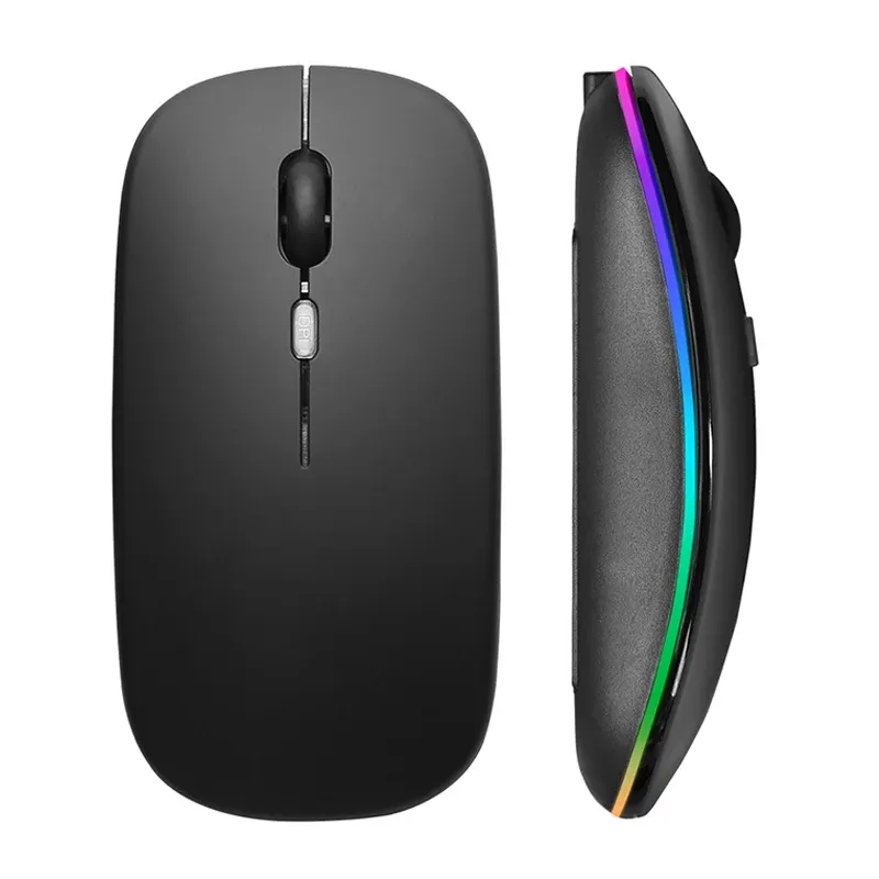 Souris sans fil 2,4 GHz rechargeable, Bluetooth, ergonomique et silencieuse, avec rétroéclairage, USB, 1600 DPI, pour ordinateur portable et PC