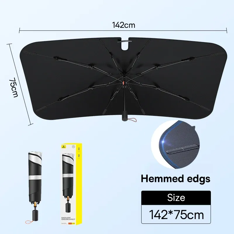 Baseus Pare-soleil parapluie pour pare-brise avant, bords ourlés, protection solaire d'été 7