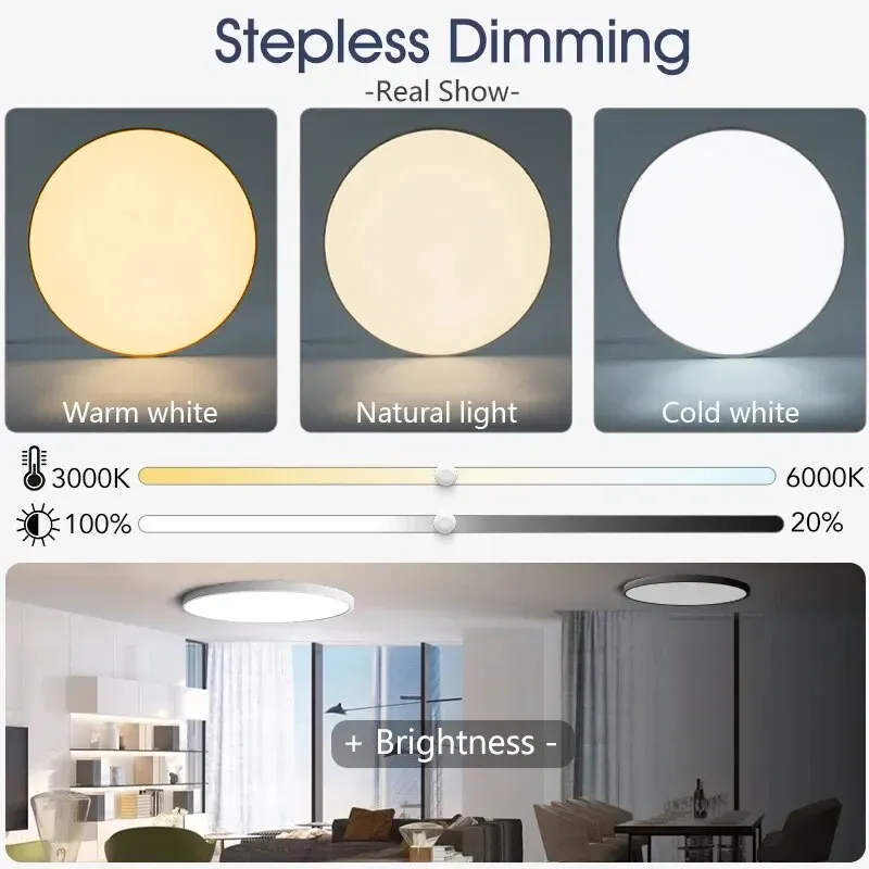 Plafonnier LED avec télécommande et intensité variable, design moderne pour chambre et salon, 36 W / 50 W, 220 V 4