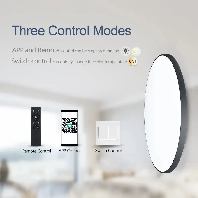 Plafonnier LED avec télécommande et intensité variable, design moderne pour chambre et salon, 36 W / 50 W, 220 V 5