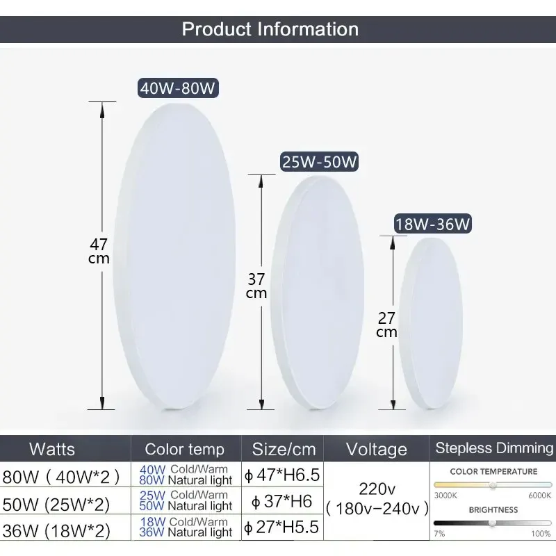 Plafonnier LED avec télécommande et intensité variable, design moderne pour chambre et salon, 36 W / 50 W, 220 V 6