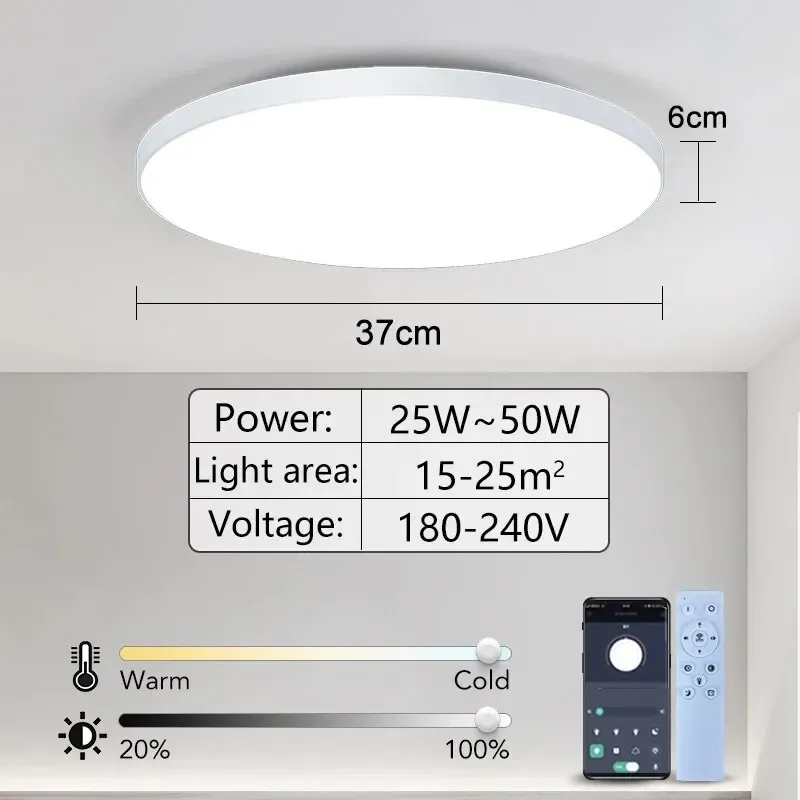Plafonnier LED avec télécommande et intensité variable, design moderne pour chambre et salon, 36 W / 50 W, 220 V 8