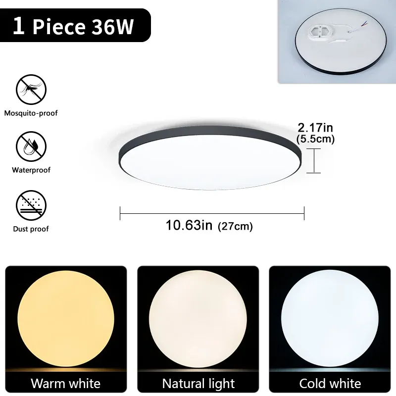 Plafonnier LED avec télécommande et intensité variable, design moderne pour chambre et salon, 36 W / 50 W, 220 V 12