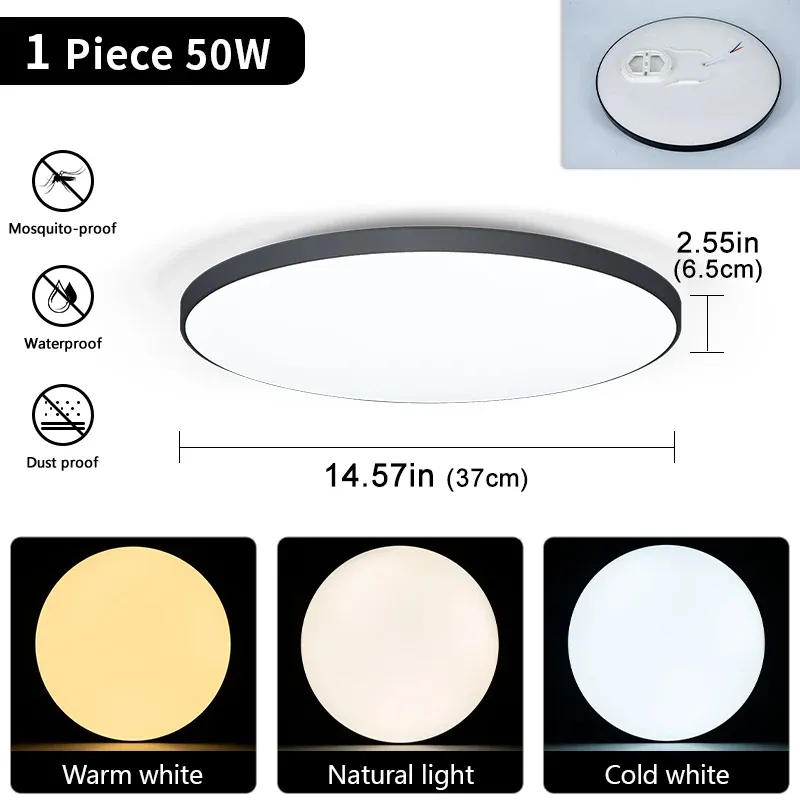 Plafonnier LED avec télécommande et intensité variable, design moderne pour chambre et salon, 36 W / 50 W, 220 V 10