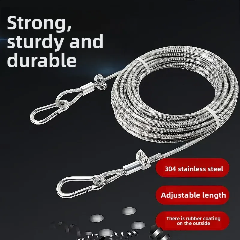 Corde à linge en acier inoxydable épaisse, 2, 5 ou 10 m, imperméable et antirouille, idéale pour le séchage des rideaux et des couettes sur balcon 4