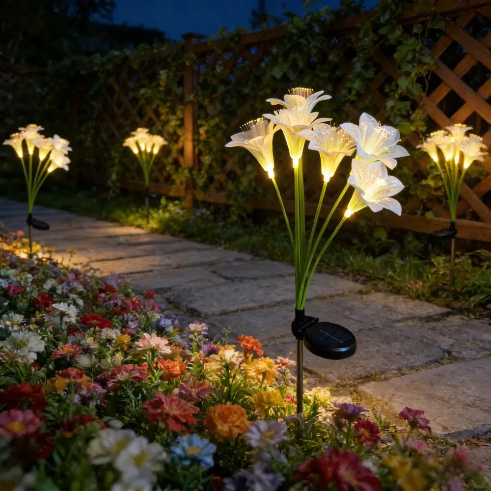 Lampes lys en fibres optiques sur une terrasse