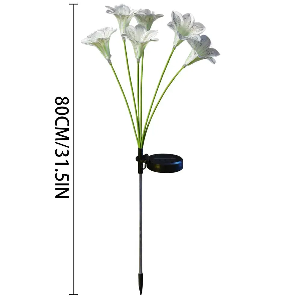 Lampes solaires à piquet en forme de lys à LED et fibres optiques pour la décoration de jardin extérieur 7