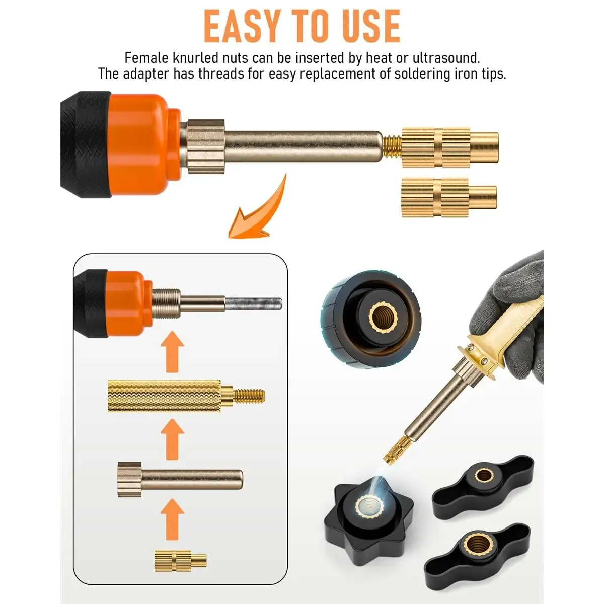 Kit d'inserts filetés à chaleur avec embouts M2 à M8 pour fer à souder 936/937/900M 3