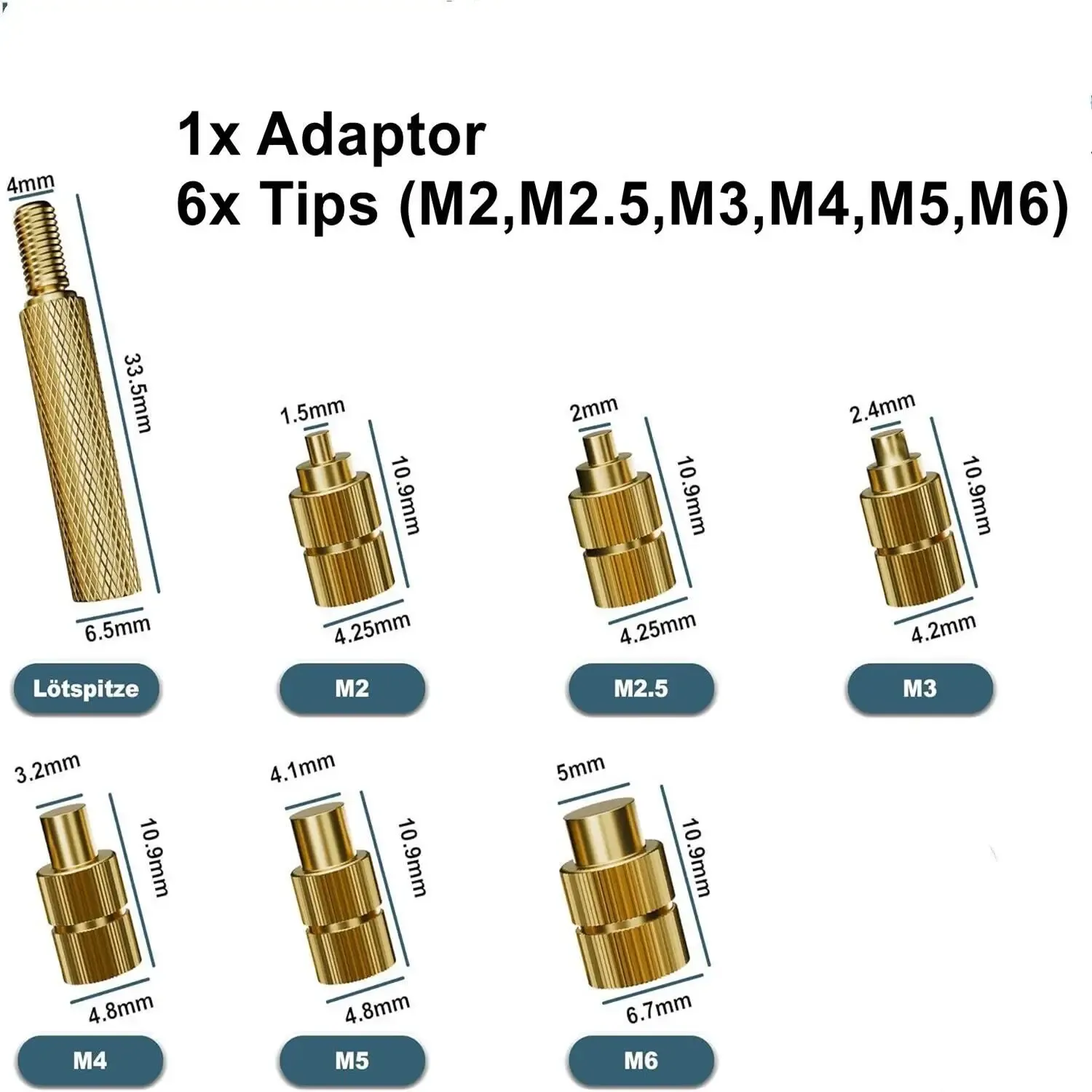 Kit d'inserts filetés à chaleur avec embouts M2 à M8 pour fer à souder 936/937/900M 2
