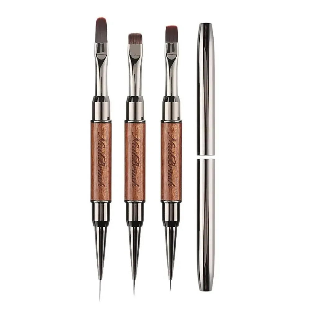 Brosse professionnelle double embout en bois de santal, durable, pour application de vernis à ongles, stylo de photothérapie pour peinture d'ongles