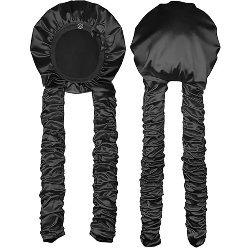 Bonnet de nuit en satin sans chaleur, antidérapant, avec longs rubans à nouer pour tresses et cheveux longs 6
