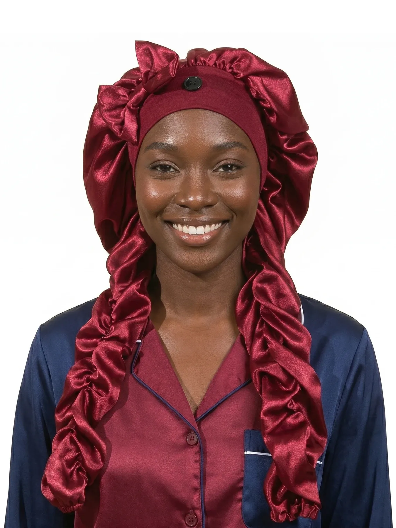 Bonnet de nuit en satin sans chaleur, antidérapant, avec longs rubans à nouer pour tresses et cheveux longs 9