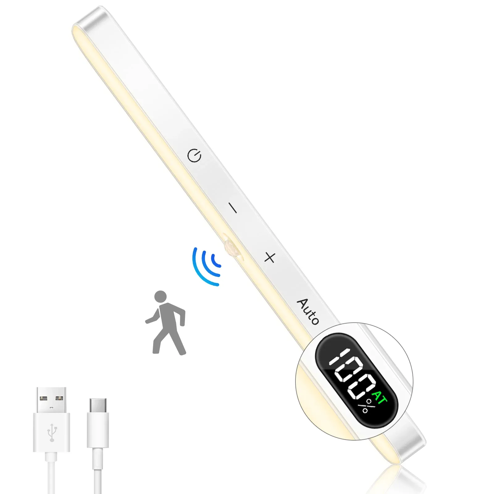 Lampe d'armoire rechargeable à 60 LED avec capteur de mouvement et écran d'affichage de la batterie, barre lumineuse tactile WILLED 10
