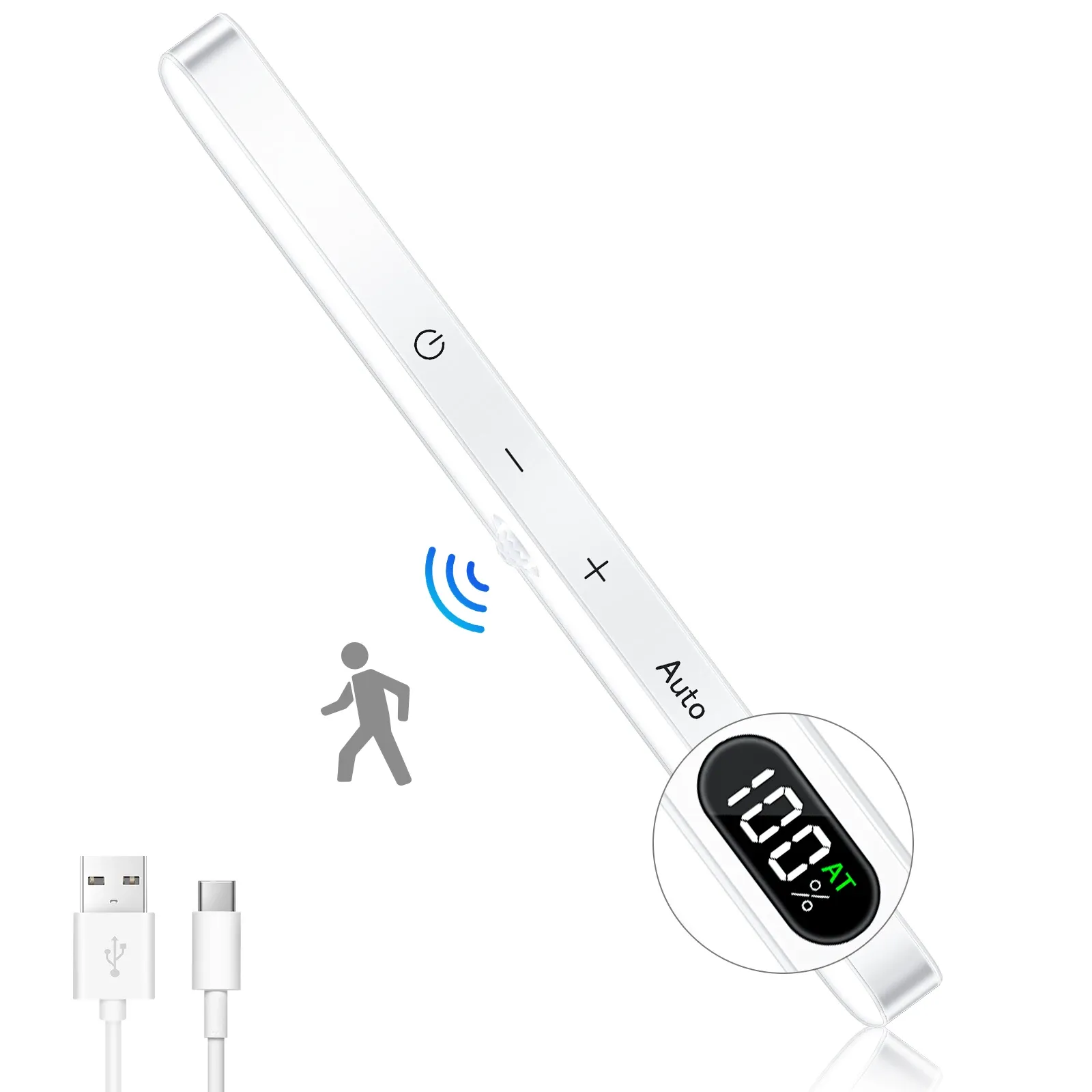 Lampe d'armoire rechargeable à 60 LED avec capteur de mouvement et écran d'affichage de la batterie, barre lumineuse tactile WILLED 9