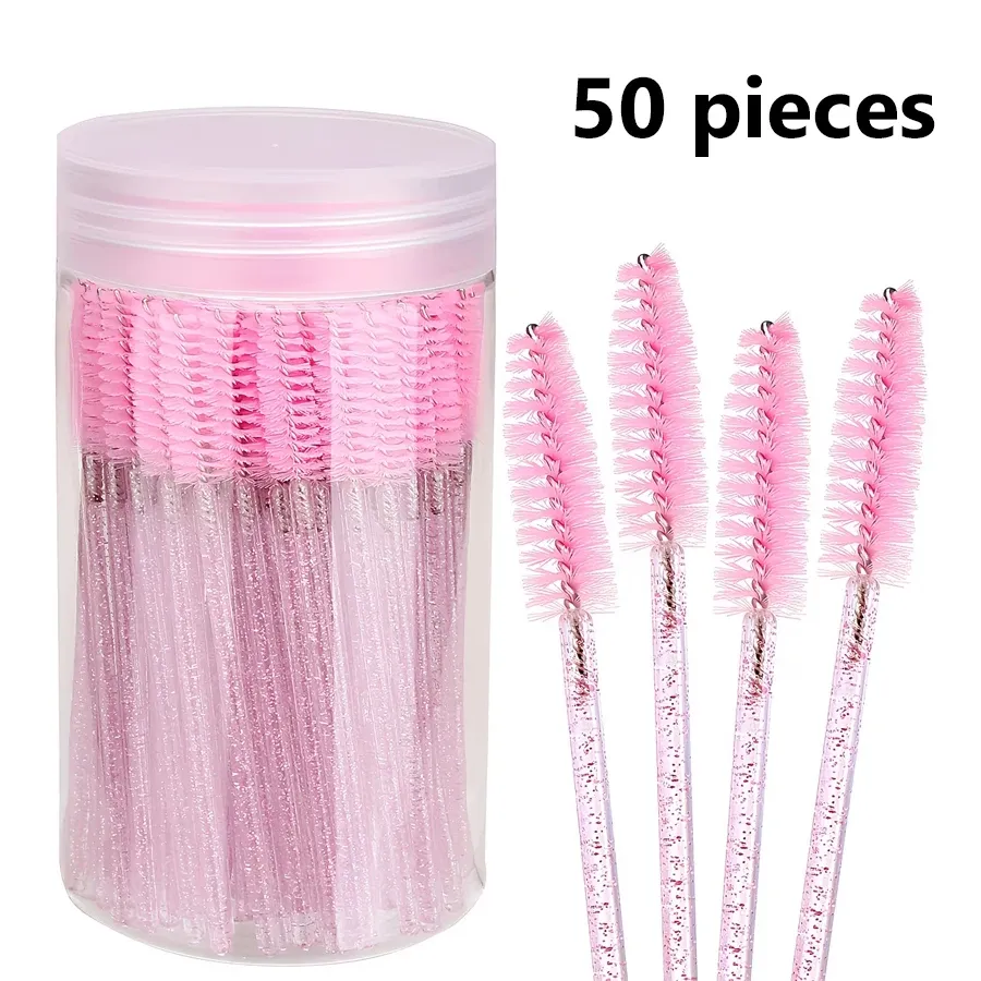 Lot de 50 brosses à cils et sourcils, têtes de rechange pour l'entretien des extensions de cils, peigne séparateur de cils, brosse à sourcils, outil de maquillage portable et léger - Image 1