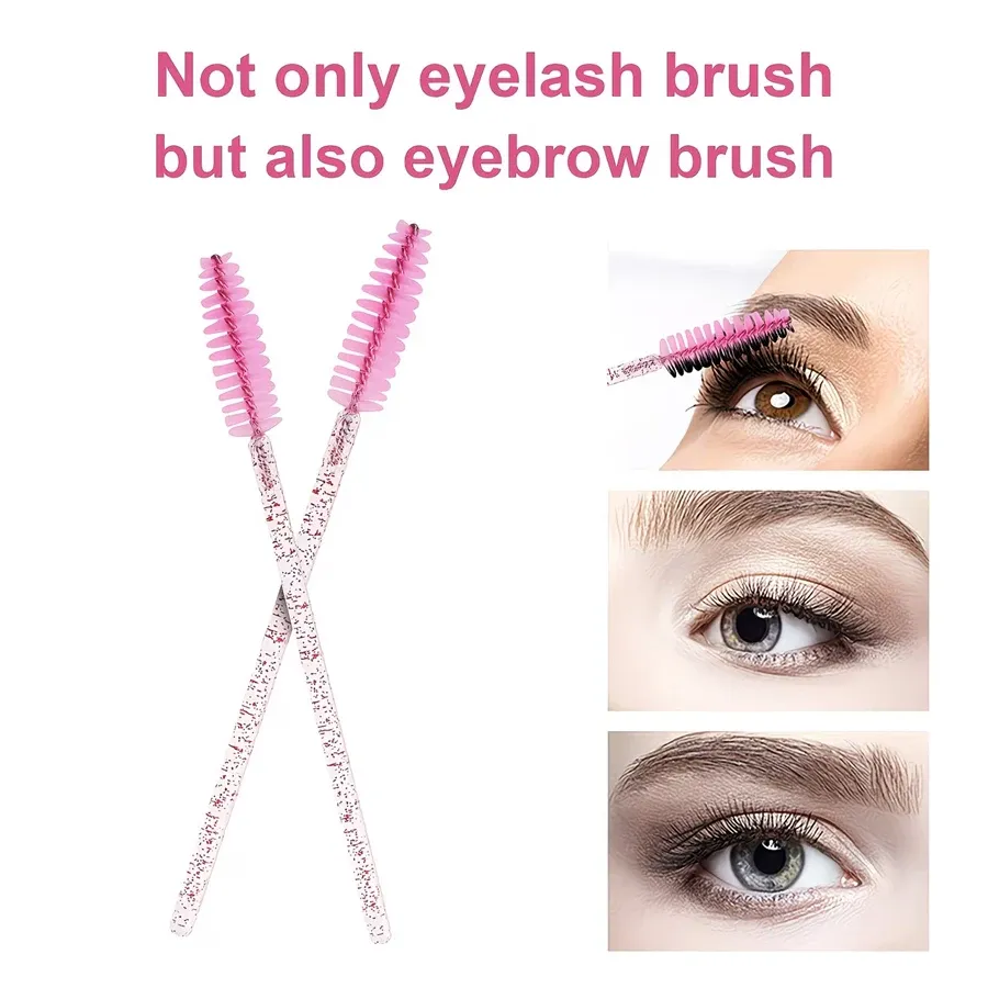 Lot de 50 brosses à cils et sourcils, têtes de rechange pour l'entretien des extensions de cils, peigne séparateur de cils, brosse à sourcils, outil de maquillage portable et léger 3