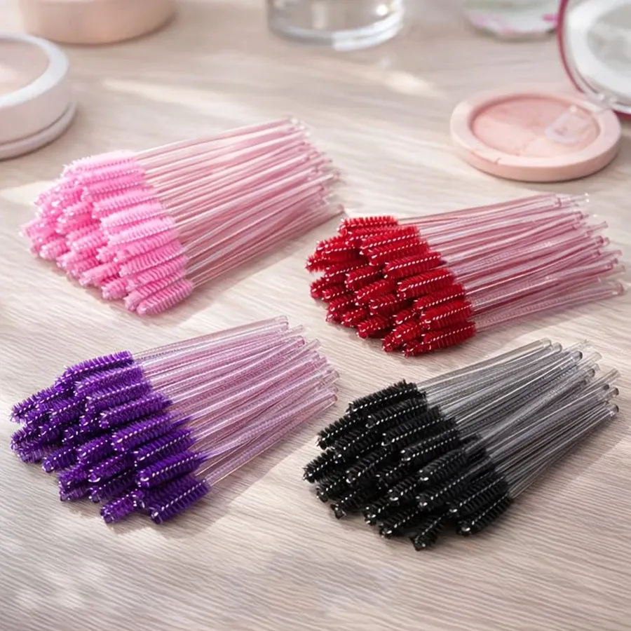 Lot de 50 brosses à cils et sourcils, têtes de rechange pour l'entretien des extensions de cils, peigne séparateur de cils, brosse à sourcils, outil de maquillage portable et léger 5