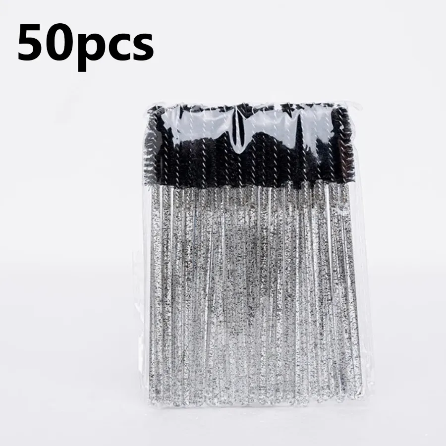 Lot de 50 brosses à cils et sourcils, têtes de rechange pour l'entretien des extensions de cils, peigne séparateur de cils, brosse à sourcils, outil de maquillage portable et léger 6