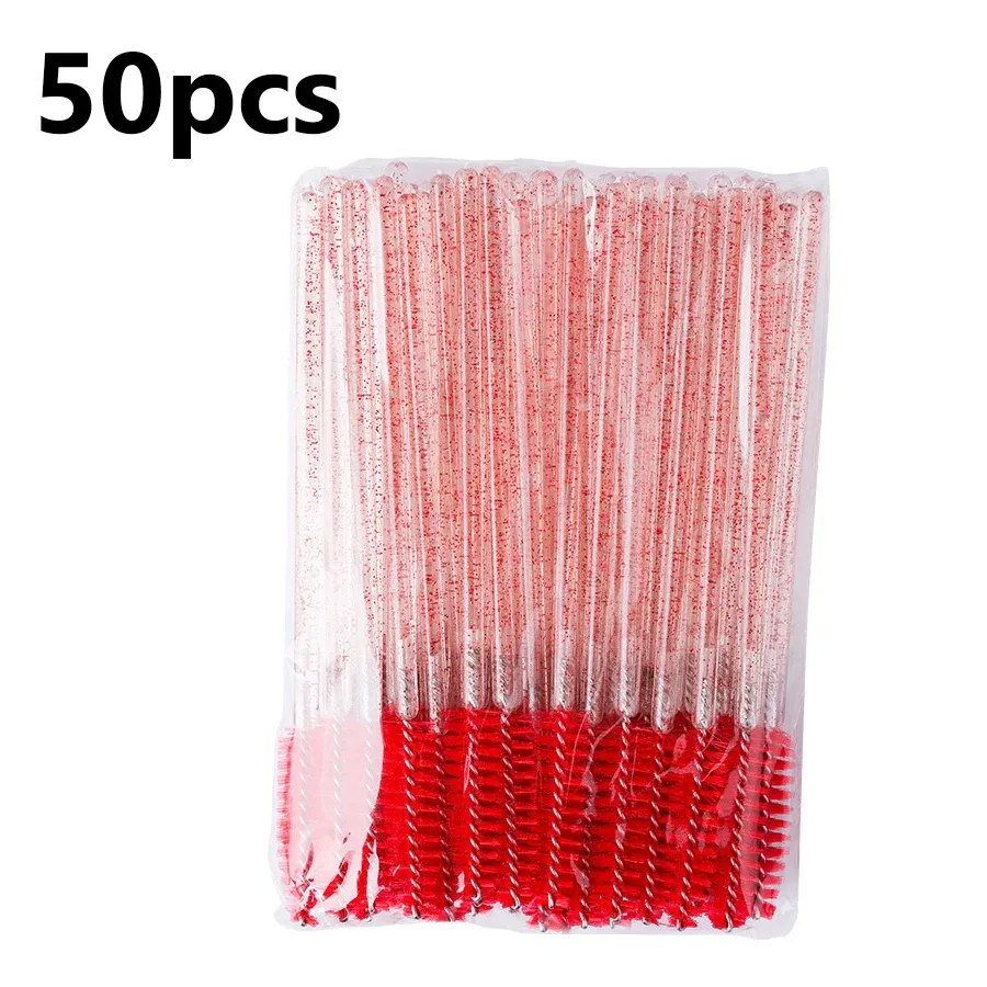 Lot de 50 brosses à cils et sourcils, têtes de rechange pour l'entretien des extensions de cils, peigne séparateur de cils, brosse à sourcils, outil de maquillage portable et léger 7