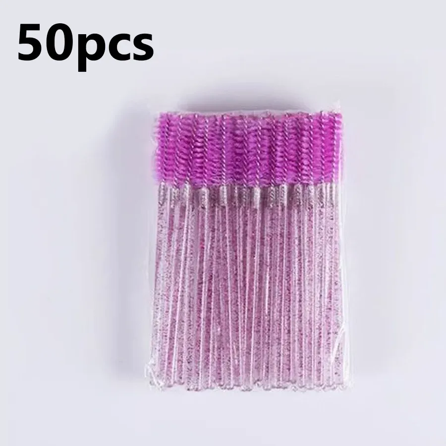 Lot de 50 brosses à cils et sourcils, têtes de rechange pour l'entretien des extensions de cils, peigne séparateur de cils, brosse à sourcils, outil de maquillage portable et léger 8