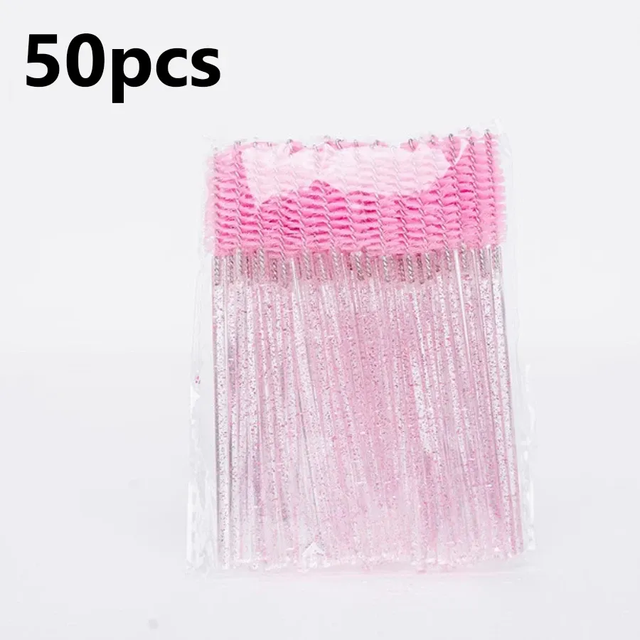 Lot de 50 brosses à cils et sourcils, têtes de rechange pour l'entretien des extensions de cils, peigne séparateur de cils, brosse à sourcils, outil de maquillage portable et léger 9