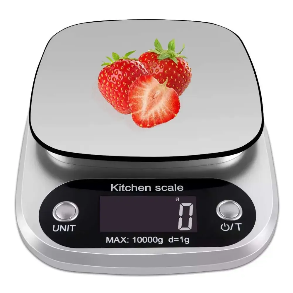 Balance de cuisine numérique en acier inoxydable, balance alimentaire électronique à écran LCD, portable, 5 kg / 10 kg, précision 1 g - Image 1
