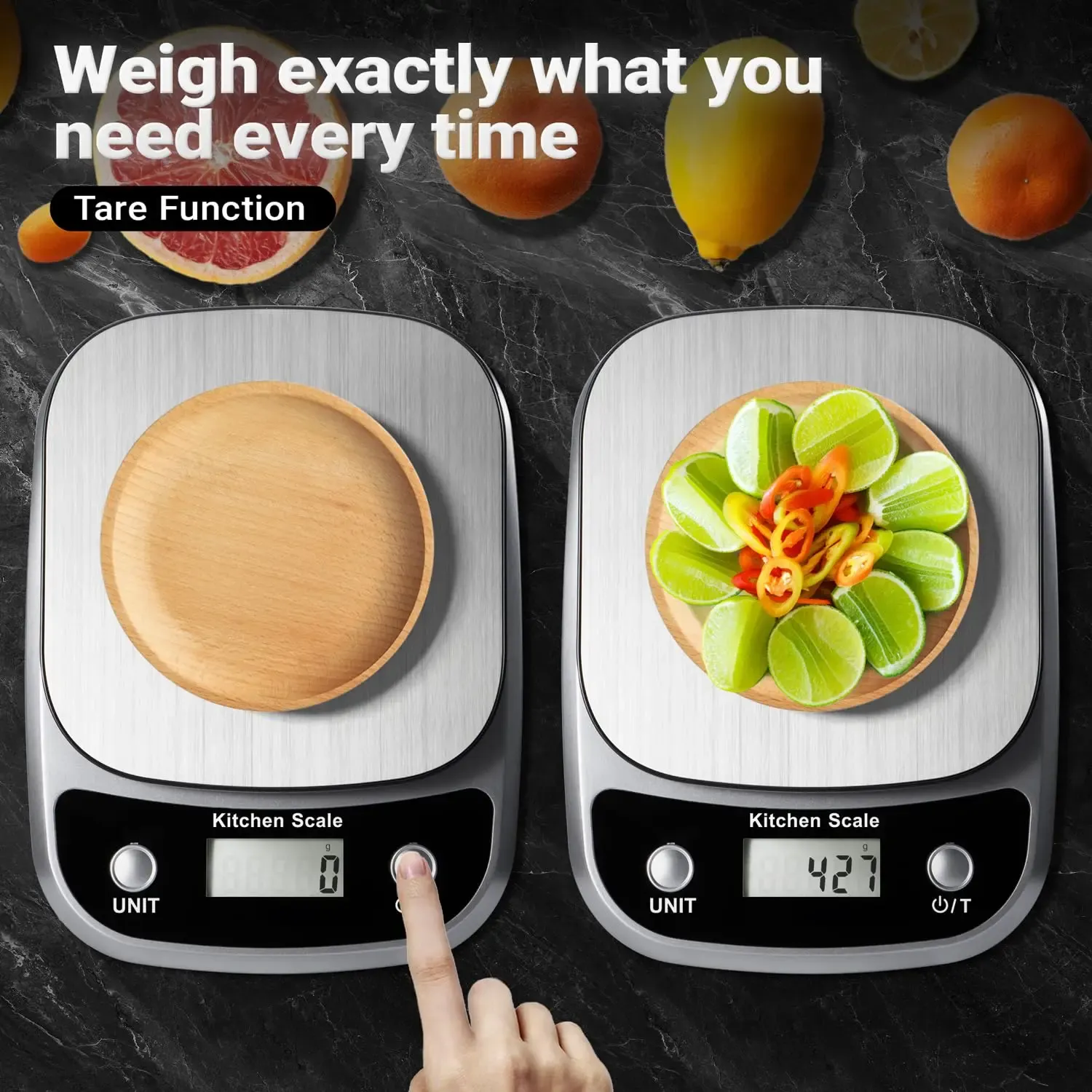 Balance de cuisine numérique en acier inoxydable, balance alimentaire électronique à écran LCD, portable, 5 kg / 10 kg, précision 1 g 2