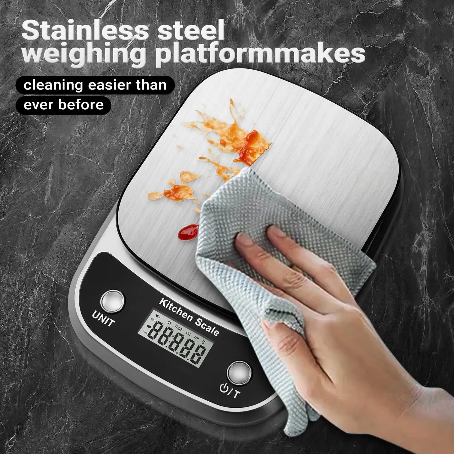 Balance de cuisine numérique en acier inoxydable, balance alimentaire électronique à écran LCD, portable, 5 kg / 10 kg, précision 1 g 3
