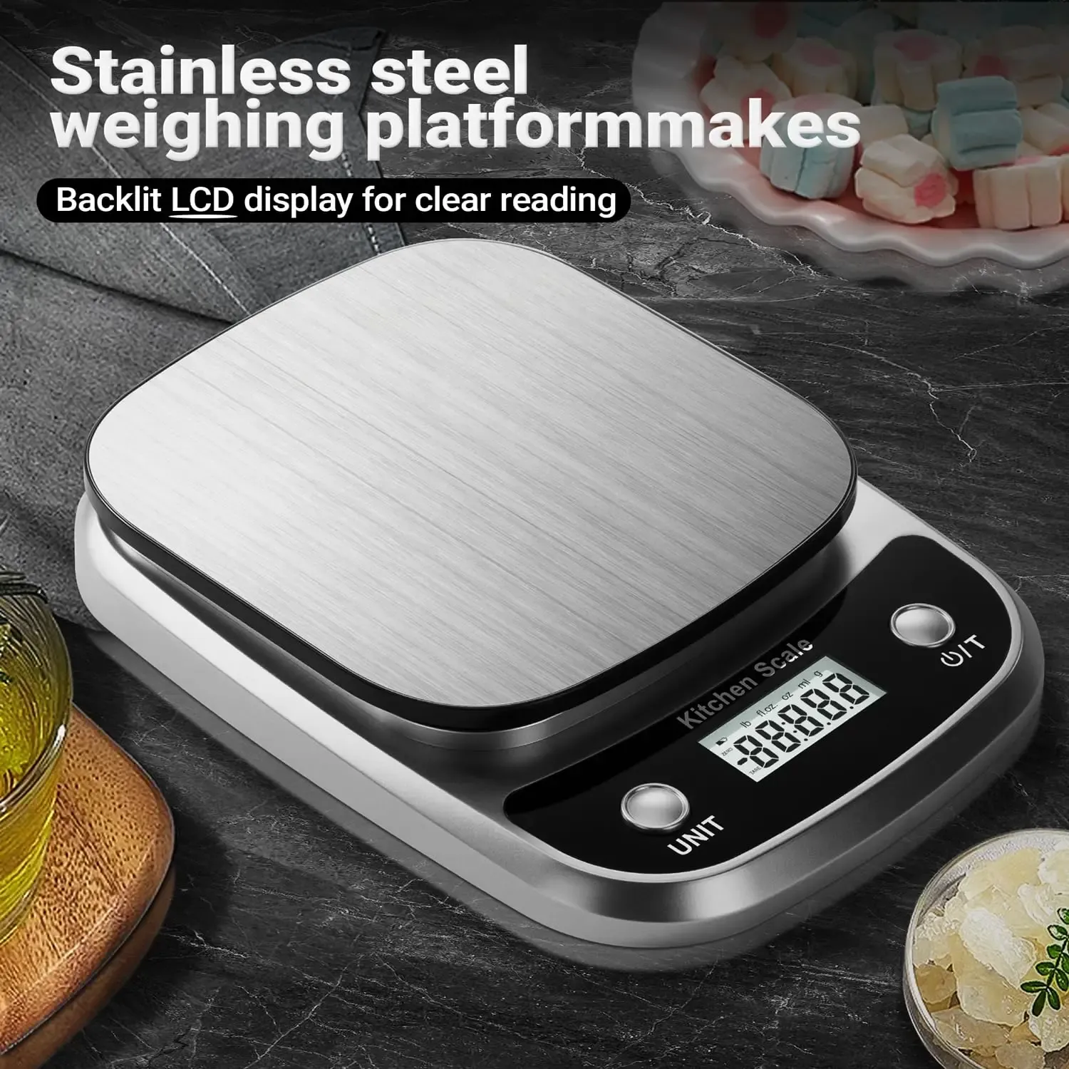 Balance de cuisine numérique en acier inoxydable, balance alimentaire électronique à écran LCD, portable, 5 kg / 10 kg, précision 1 g 4