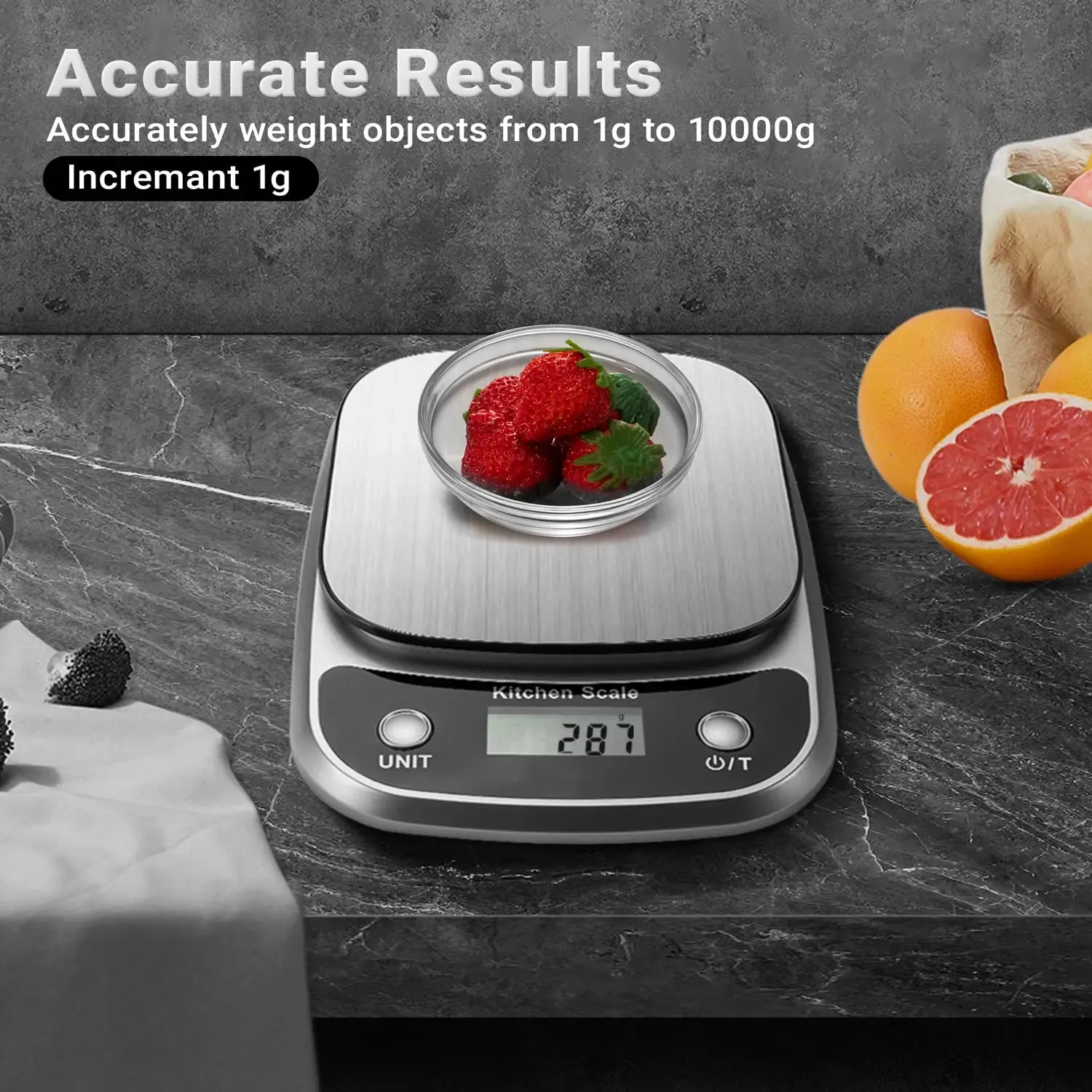 Balance de cuisine numérique en acier inoxydable au design épuré