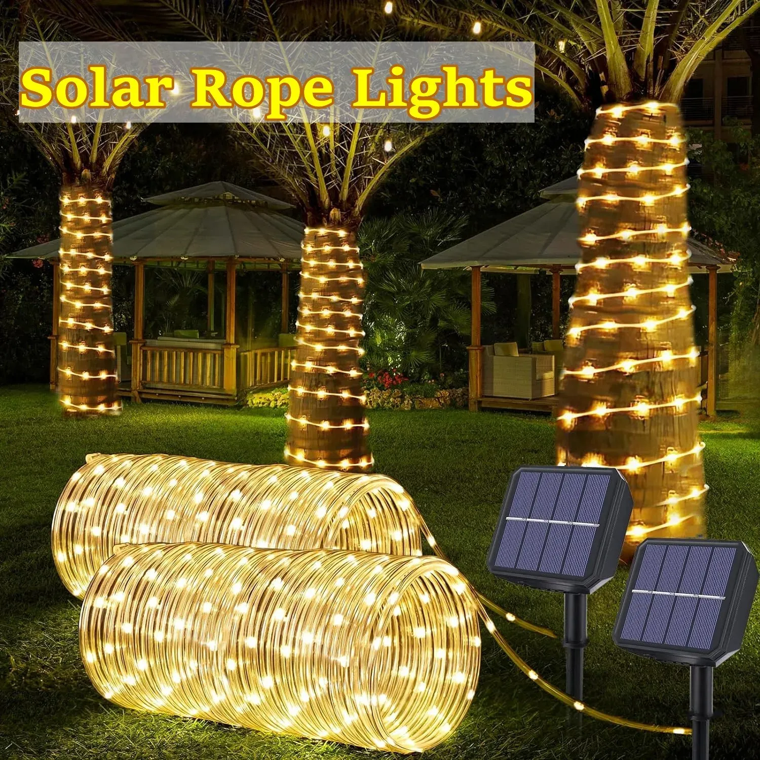 Guirlande lumineuse solaire LED tube à effet dégradé, certifiée UL, pour décoration extérieure et de Noël 1