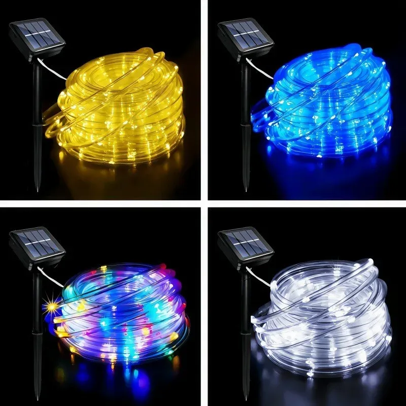 Guirlande lumineuse solaire LED tube à effet dégradé, certifiée UL, pour décoration extérieure et de Noël 6