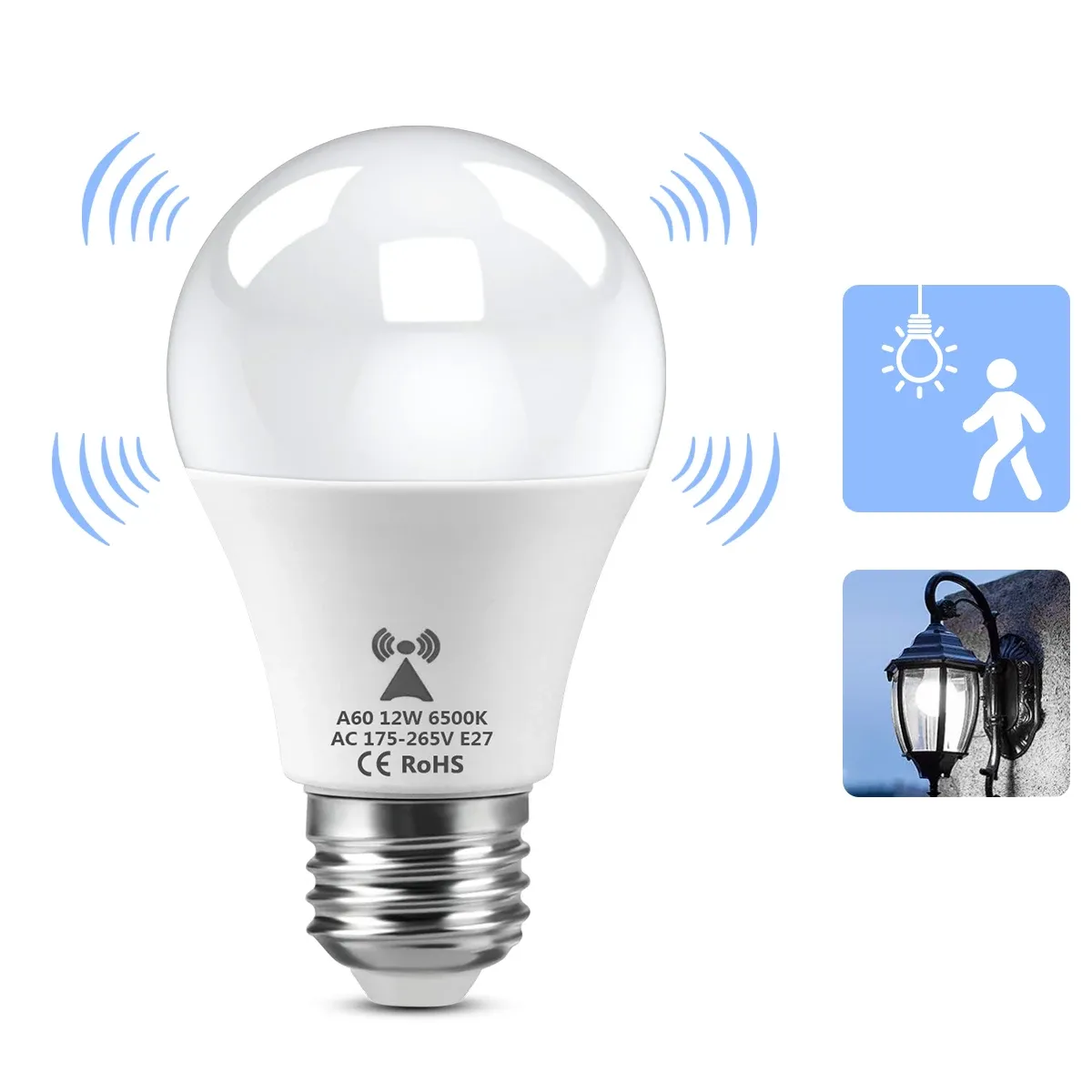 Lampe LED avec capteur de mouvement radar intégré, luminaire décoratif d'extérieur, idéal pour jardin, couloir ou escaliers, 12 W, 220 V