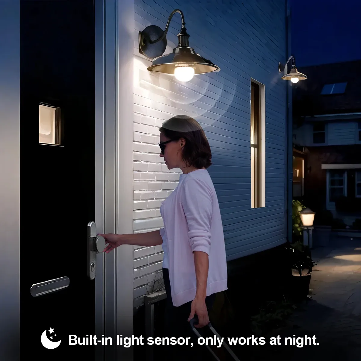 Lampe LED avec capteur de mouvement radar intégré, luminaire décoratif d'extérieur, idéal pour jardin, couloir ou escaliers, 12 W, 220 V 6