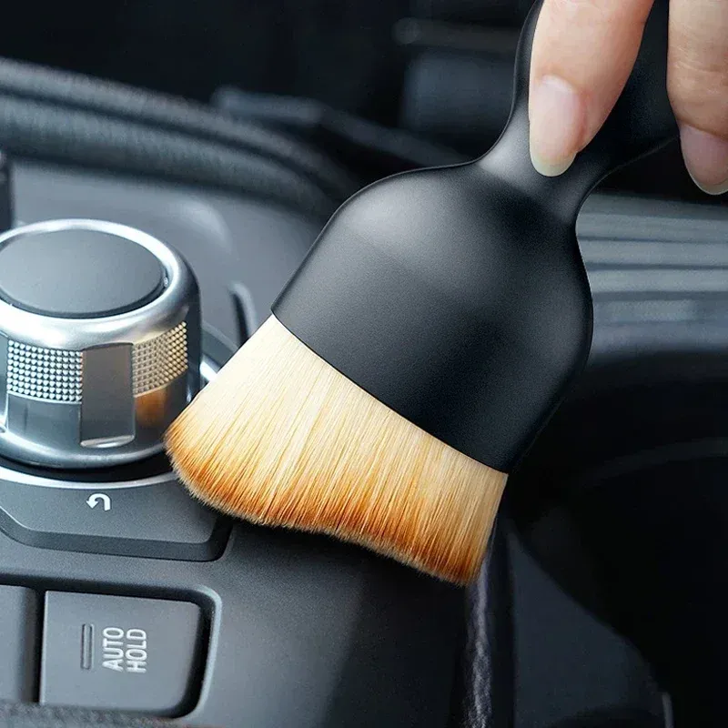 Brosse douce de nettoyage de ventilation automobile, outil de nettoyage d'intérieur de voiture, brosse artificielle pour voiture, dépoussiérage des fentes de voiture, accessoire de détailing automobile 5