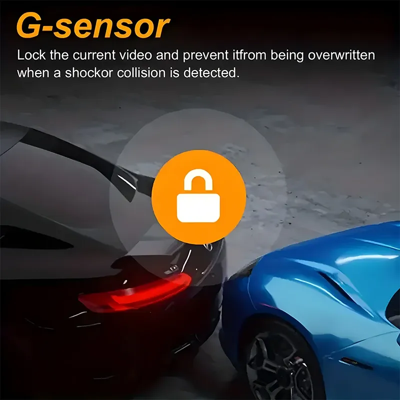 Caméra DVR de voiture intégrée avec enregistrement avant 1080P et arrière 720P, objectif grand angle 140°, vision nocturne, caméra de tableau de bord HD 3