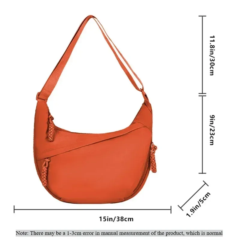 Sac à bandoulière en tissu doux pour femme, coloris uni, style étudiant décontracté 6