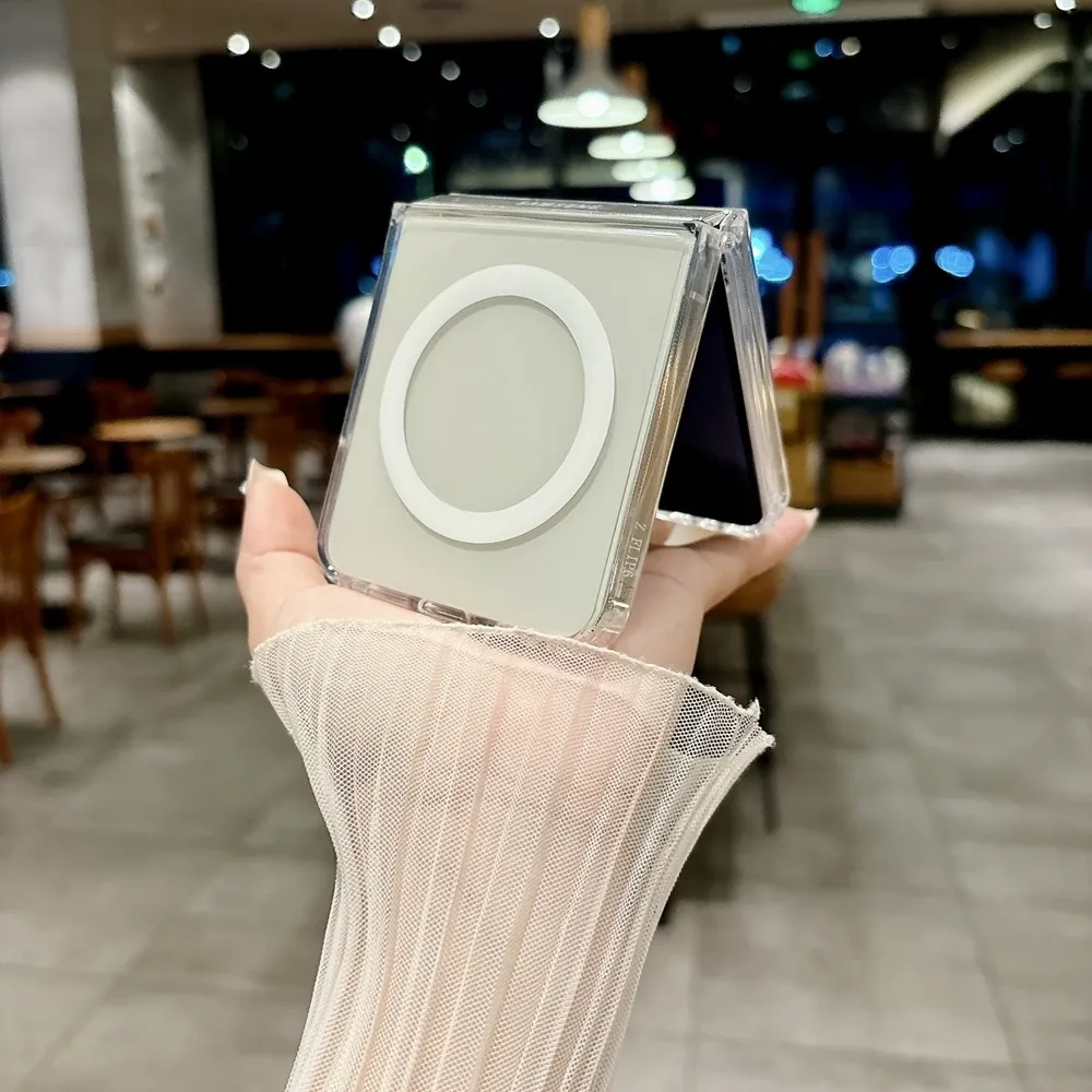 Coque MagSafe transparente et magnétique pour Samsung Galaxy Z Flip 7, Z Flip 6, Z Flip 5, Z Flip 4 et Z Flip 3, compatible charge sans fil, antichoc 3