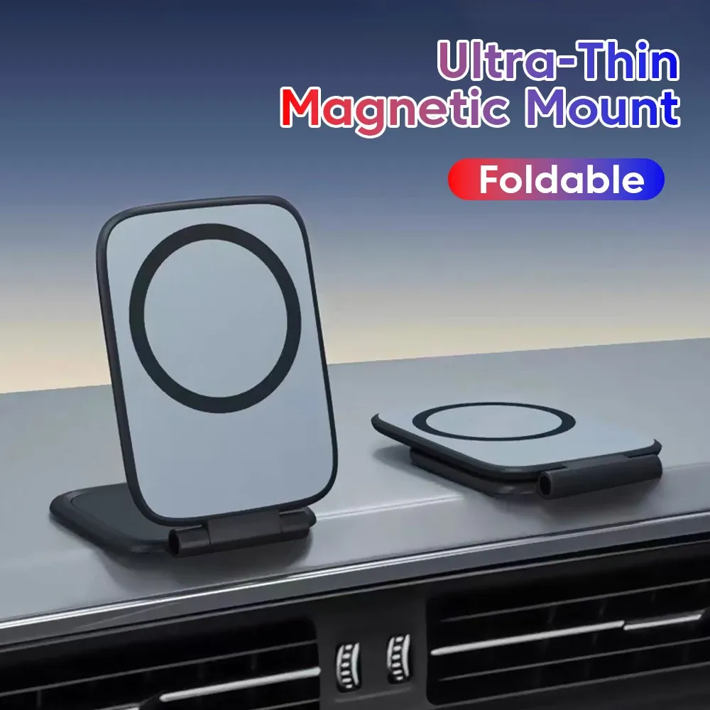 Support de téléphone magnétique ultra-mince pour voiture, réglable et pliable, anti-vibrations, pour navigation embarquée, accessoire universel