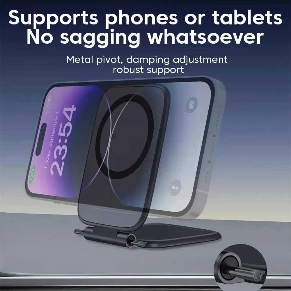 Support de téléphone magnétique ultra-mince pour voiture, réglable et pliable, anti-vibrations, pour navigation embarquée, accessoire universel 3